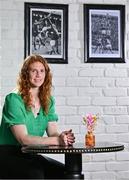 4 August 2023; Under photos of Kerry footballing greats Mick O'Connell and Sean Walsh, Louise Ní Mhuircheartaigh of Kerry is pictured with The Croke Park/LGFA Player of the Month award for July 2023, at The Croke Park in Jones Road, Dublin. Louise is currently top scorer in the TG4 All-Ireland Senior Championship with 2-24 as Kerry prepare to face Dublin in the Final on Sunday August 13. During the month of July, Louise scored 0-5 against Cavan, 0-3 in the quarter-final victory over Meath, and 1-10 against Mayo last Saturday, July 29, in an outstanding individual display at Semple Stadium, Thurles, in the 2023 semi-final. Photo by Brendan Moran/Sportsfile