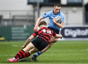 6 February 2024; Max Roche of St Michaels College is tackled by Aaron Neill of Kilkenny College during the Bank of Ireland Leinster Schools Junior Cup Round 1 match between Kilkenny College and St Michael's College at Energia Park in Dublin. Photo by Harry Murphy/Sportsfile