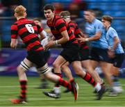 6 February 2024; Angus Powell of Kilkenny College during the Bank of Ireland Leinster Schools Junior Cup Round 1 match between Kilkenny College and St Michael's College at Energia Park in Dublin. Photo by Harry Murphy/Sportsfile