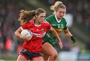 5 February 2024; Shauna Cronin of Cork in action against Niamh Ní Chonchúir of Kerry during the 2024 Lidl Ladies National Football League Division 1 Round 3 match between Kerry and Cork at Austin Stack Park in Tralee, Kerry. Photo by Brendan Moran/Sportsfile