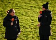 5 February 2024; TG4 analysts Rhona Ní Bhuachalla, left, and Michelle Ryan after the 2024 Lidl Ladies National Football League Division 1 Round 3 match between Kerry and Cork at Austin Stack Park in Tralee, Kerry. Photo by Brendan Moran/Sportsfile