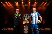 7 February 2024; Finn Harps manager Darren Murphy, left, and Jamie Watson of Finn Harps at the launch of the SSE Airtricity League of Ireland 2024 season held at Vicar Street in Dublin. Photo by Stephen McCarthy/Sportsfile