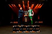 7 February 2024; Bray Wanderers manager Ian Ryan, left, and Killian Cantwell of Bray Wanderers at the launch of the SSE Airtricity League of Ireland 2024 season held at Vicar Street in Dublin. Photo by Stephen McCarthy/Sportsfile