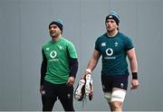 7 February 2024; James Lowe and Joe McCarthy during an Ireland Rugby squad training session at the IRFU High Performance Centre at the Sport Ireland Campus in Dublin. Photo by Harry Murphy/Sportsfile