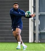 7 February 2024; Bundee Aki during an Ireland Rugby squad training session at the IRFU High Performance Centre at the Sport Ireland Campus in Dublin. Photo by Harry Murphy/Sportsfile