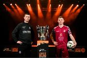 7 February 2024; Cobh Ramblers manager Gary Hunt, left, and Cian Browne of Cobh Ramblers at the launch of the SSE Airtricity League of Ireland 2024 season held at Vicar Street in Dublin. Photo by Stephen McCarthy/Sportsfile