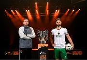 7 February 2024; Cork City manager Tim Clancy, left, and Greg Bolger of Cork City at the launch of the SSE Airtricity League of Ireland 2024 season held at Vicar Street in Dublin. Photo by Stephen McCarthy/Sportsfile