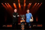 7 February 2024; UCD manager William O'Connor, left, and Ronan Finn of UCD at the launch of the SSE Airtricity League of Ireland 2024 season held at Vicar Street in Dublin. Photo by Stephen McCarthy/Sportsfile