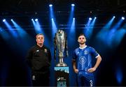 7 February 2024; Waterford manager Keith Long, left, and Ryan Burke of Waterford at the launch of the SSE Airtricity League of Ireland 2024 season held at Vicar Street in Dublin. Photo by Stephen McCarthy/Sportsfile