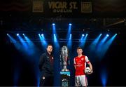 7 February 2024; St Patrick's Athletic manager Jon Daly, left, and Chris Forrester of St Patrick's Athletic at the launch of the SSE Airtricity League of Ireland 2024 season held at Vicar Street in Dublin. Photo by Stephen McCarthy/Sportsfile