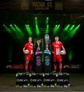 7 February 2024; Emma Hansberry of Sligo Rovers, left, and Niall Morahan of Sligo Rovers at the launch of the SSE Airtricity League of Ireland 2024 season held at Vicar Street in Dublin. Photo by Stephen McCarthy/Sportsfile