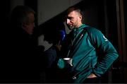 7 February 2024; Ireland assistant coach Mike Catt speaks to RTÉ during an Ireland Rugby media conference at the Sport Ireland Campus Conference Centre in Dublin. Photo by Harry Murphy/Sportsfile