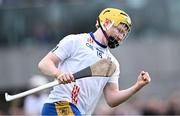 7 February 2024; Shane Meehan of MICL celebrates after scoring his side's first goal during the Electric Ireland Higher Education GAA Fitzgibbon Cup quarter-final match between MICL and TUS Mid West at MICL Grounds in Limerick. Photo by Piaras Ó Mídheach/Sportsfile