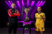 7 February 2024; Bohemians manager Ken Kiernan, left, and Rachael Kelly of Bohemians at the launch of the SSE Airtricity League of Ireland 2024 season held at Vicar Street in Dublin. Photo by Stephen McCarthy/Sportsfile