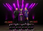 7 February 2024; Wexford manager Hugh Strong, left, and Aoibheann Clancy of Wexford at the launch of the SSE Airtricity League of Ireland 2024 season held at Vicar Street in Dublin. Photo by Stephen McCarthy/Sportsfile