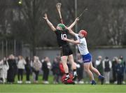 7 February 2024; Cian O'Dwyer of TUS Mid West in action against Ronan Power of MICL during the Electric Ireland Higher Education GAA Fitzgibbon Cup quarter-final match between MICL and TUS Mid West at MICL Grounds in Limerick. Photo by Piaras Ó Mídheach/Sportsfile
