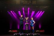 7 February 2024; Treaty United manager Dominic Foley, left, and Cara Griffin of Treaty United at the launch of the SSE Airtricity League of Ireland 2024 season held at Vicar Street in Dublin. Photo by Stephen McCarthy/Sportsfile