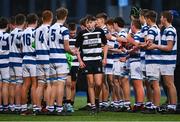 7 February 2024; Oliver Finn of Cistercian College Roscrea after his side's defeat in the Bank of Ireland Leinster Schools Junior Cup Round 1 match between Cistercian College Roscrea and Blackrock College at Energia Park in Dublin. Photo by Tyler Miller/Sportsfile