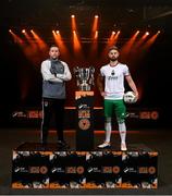 7 February 2024; Cork City manager Tim Clancy and Greg Bolger at the launch of the SSE Airtricity League of Ireland 2024 season held at Vicar Street in Dublin. Photo by Stephen McCarthy/Sportsfile