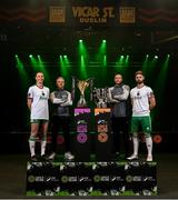 7 February 2024; Cork City's Eva Mangan, Danny Murphy, Tim Clancy and Greg Bolger at the launch of the SSE Airtricity League of Ireland 2024 season held at Vicar Street in Dublin. Photo by Stephen McCarthy/Sportsfile