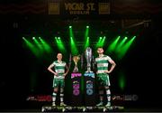 7 February 2024; Áine O'Gorman of Shamrock Rovers, left, and Lee Grace of Shamrock Rovers at the launch of the SSE Airtricity League of Ireland 2024 season held at Vicar Street in Dublin. Photo by Stephen McCarthy/Sportsfile