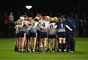 7 February 2024; UL players in a huddle before the Electric Ireland Higher Education GAA Fitzgibbon Cup quarter-final match between UL and UCC at University of Limerick Grounds in Limerick. Photo by Piaras Ó Mídheach/Sportsfile