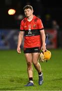 7 February 2024; Darragh Flynn of UCC leaves the pitch after his side's defeat in the Electric Ireland Higher Education GAA Fitzgibbon Cup quarter-final match between UL and UCC at University of Limerick Grounds in Limerick. Photo by Piaras Ó Mídheach/Sportsfile