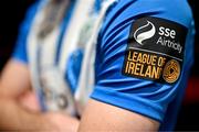 7 February 2024; A detailed view of SSE Airtricity Men's First Division branding on the jersey of Finn Harps at the launch of the SSE Airtricity League of Ireland 2024 season held at Vicar Street in Dublin. Photo by Sam Barnes/Sportsfile