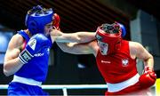 8 February 2024; Aoife O’Rourke of Ireland, left, in action against Elzbieta Wojcik of Poland in their Middleweight 75kg bout during the 75th International Boxing Tournament Strandja in Sofia, Bulgaria. Photo by Ivan Ivanov/Sportsfile