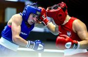 8 February 2024; Aoife O’Rourke of Ireland, left, in action against Elzbieta Wojcik of Poland in their Middleweight 75kg bout during the 75th International Boxing Tournament Strandja in Sofia, Bulgaria. Photo by Ivan Ivanov/Sportsfile