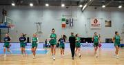 8 February 2024; The Ireland team warm up before the FIBA Women's EuroBasket Championship Qualifier match between Israel and Ireland at the Rimi Olympic Centre in Riga, Latvia. Photo by Oksana Dzadan/Sportsfile
