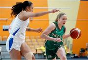 8 February 2024; Kara McCleane of Ireland in action against Dorian Dahan Sujic of Israel during the FIBA Women's EuroBasket Championship Qualifier match between Israel and Ireland at the Rimi Olympic Centre in Riga, Latvia. Photo by Oksana Dzadan/Sportsfile