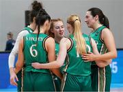 8 February 2024; Sorcha Tiernan of Ireland, centre, and her teammates before the FIBA Women's EuroBasket Championship Qualifier match between Israel and Ireland at the Rimi Olympic Centre in Riga, Latvia. Photo by Oksana Dzadan/Sportsfile