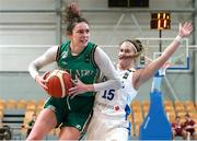 8 February 2024; Bridget Herlihy of Ireland in action against Dor Saar of Israel during the FIBA Women's EuroBasket Championship Qualifier match between Israel and Ireland at the Rimi Olympic Centre in Riga, Latvia. Photo by Oksana Dzadan/Sportsfile