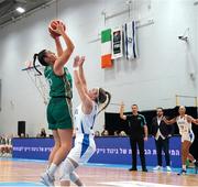 8 February 2024; Sarah Hickey of Ireland in action against Offir Kesten-Raz of Israel during the FIBA Women's EuroBasket Championship Qualifier match between Israel and Ireland at the Rimi Olympic Centre in Riga, Latvia. Photo by Oksana Dzadan/Sportsfile