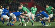 9 February 2024; Alan Spicer of Ireland is tackled by Marcos Gallorini of Italy during the U20 Six Nations Rugby Championship match between Ireland and Italy at Virgin Media Park in Cork. Photo by Brendan Moran/Sportsfile