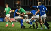 9 February 2024; Luke Murphy of Ireland is tackled during the U20 Six Nations Rugby Championship match between Ireland and Italy at Virgin Media Park in Cork. Photo by Brendan Moran/Sportsfile