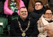 9 February 2024; Lord Mayor of Dublin Daithí de Róiste before the 2024 Men's President's Cup match between Shamrock Rovers and St Patrick's Athletic at Tallaght Stadium in Dublin. Photo by Stephen McCarthy/Sportsfile