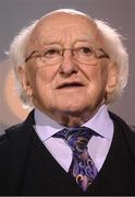 9 February 2024; President of Ireland Michael D Higgins before the 2024 Men's President's Cup match between Shamrock Rovers and St Patrick's Athletic at Tallaght Stadium in Dublin. Photo by Stephen McCarthy/Sportsfile