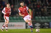 9 February 2024; Conor Keeley of St Patrick's Athletic during the 2024 Men's President's Cup match between Shamrock Rovers and St Patrick's Athletic at Tallaght Stadium in Dublin. Photo by Stephen McCarthy/Sportsfile