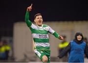 9 February 2024; Trevor Clarke of Shamrock Rovers celebrates after scoring his side's first goal during the 2024 Men's President's Cup match between Shamrock Rovers and St Patrick's Athletic at Tallaght Stadium in Dublin. Photo by Tyler Miller/Sportsfile