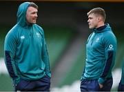 10 February 2024; Peter O’Mahony, left, and Garry Ringrose look on during an Ireland Rugby captain's run at the Aviva Stadium in Dublin. Photo by Brendan Moran/Sportsfile