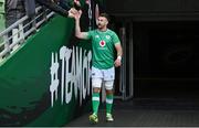 10 February 2024; Captain Caelan Doris high fives supporters before an Ireland Rugby captain's run at the Aviva Stadium in Dublin. Photo by Brendan Moran/Sportsfile