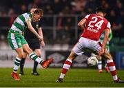 9 February 2024; Conan Noonan of Shamrock Rovers has an attempt on goal during the 2024 Men's President's Cup match between Shamrock Rovers and St Patrick's Athletic at Tallaght Stadium in Dublin. Photo by Tyler Miller/Sportsfile