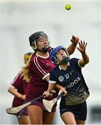 10 February 2024; Amy McKenna of UUM in action against Niamh O'Rourke of Marino during the Electric Ireland Ashling Murphy Cup final match between Ulster University Magee and Marino at University of Galway Connacht GAA Centre of Excellence in Bekan, Mayo. Photo by Piaras Ó Mídheach/Sportsfile