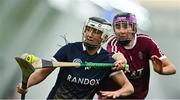 10 February 2024; Cara Farren of UUM in action against Ellen Larkin of Marino during the Electric Ireland Ashling Murphy Cup final match between Ulster University Magee and Marino at University of Galway Connacht GAA Centre of Excellence in Bekan, Mayo. Photo by Piaras Ó Mídheach/Sportsfile