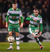 9 February 2024; Sean Kavanagh and Markus Poom, left, of Shamrock Rovers during the 2024 Men's President's Cup match between Shamrock Rovers and St Patrick's Athletic at Tallaght Stadium in Dublin. Photo by Stephen McCarthy/Sportsfile