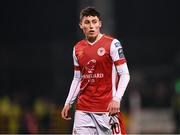 9 February 2024; Kian Leavy of St Patrick's Athletic during the 2024 Men's President's Cup match between Shamrock Rovers and St Patrick's Athletic at Tallaght Stadium in Dublin. Photo by Stephen McCarthy/Sportsfile