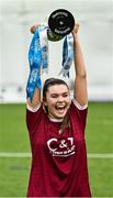 10 February 2024; Marino captain Kate McClusky lifts the cup after the Electric Ireland Ashling Murphy Cup final match between Ulster University Magee and Marino at University of Galway Connacht GAA Centre of Excellence in Bekan, Mayo. Photo by Piaras Ó Mídheach/Sportsfile