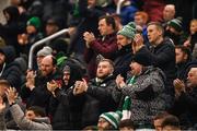 9 February 2024; Shamrock Rovers supporters in the newly opened North Stand celebrate a goal during the 2024 Men's President's Cup match between Shamrock Rovers and St Patrick's Athletic at Tallaght Stadium in Dublin. Photo by Stephen McCarthy/Sportsfile